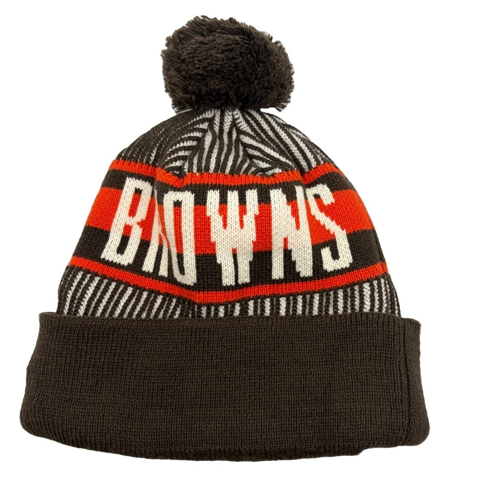 Cleveland Browns New Era Knit Beanie Hat Cap Pom Pom NFL Logo Winter Acrylic - Picture 2 of 5